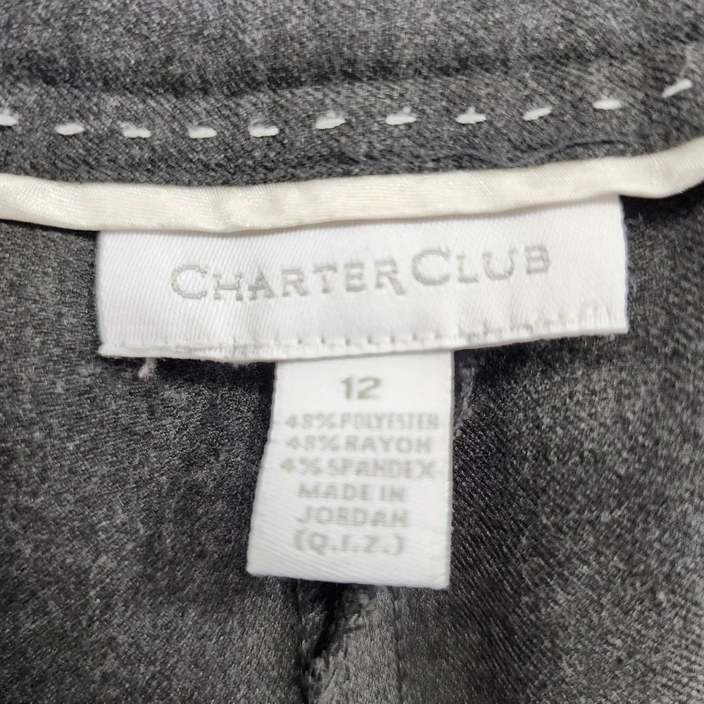 Charter Club Pants Womens 12 Gray‎ Katherine Fit Full Length High Rise Straight